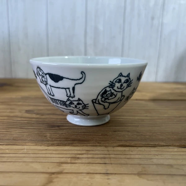 Mino ware Rice Bowl Cat Pottery