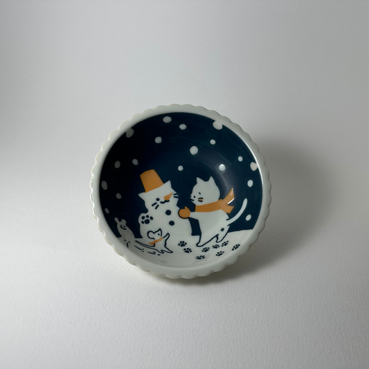 Snowman Neko Small Plate