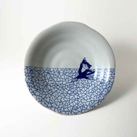 Ice Skating Neko Shallow Bowl