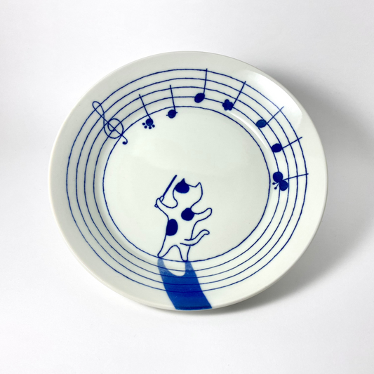Neko, The Music Conductor - Mino ware Plate